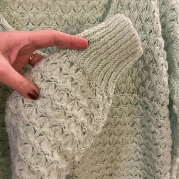 Free People Crashing Waves wool blend sweater ocean mist green medium - Picture 7 of 10